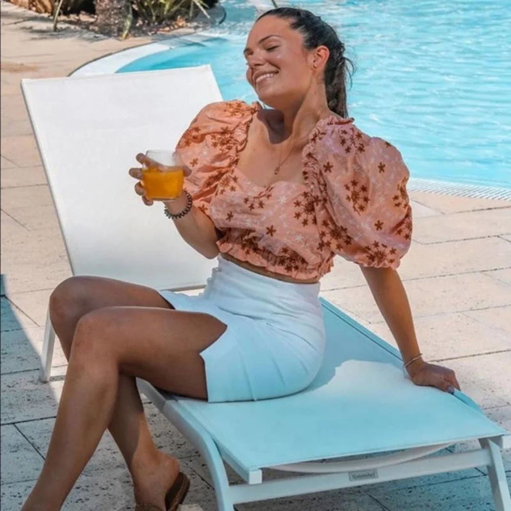 Zara Embroidered Voluminous Crop Top in Salmon - Picture 10 of 14